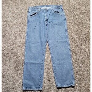 Wrangler Jeans Mens 38 Regular Fit Denim Casual Outdoors Adult Size 38x30 Blue